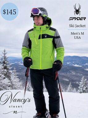 Spyder Men’s Insulated Technical Ski Jacket Lime Green/Black/Gray Size M